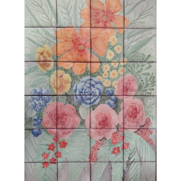 Mexican Talavera Mural Flores 6